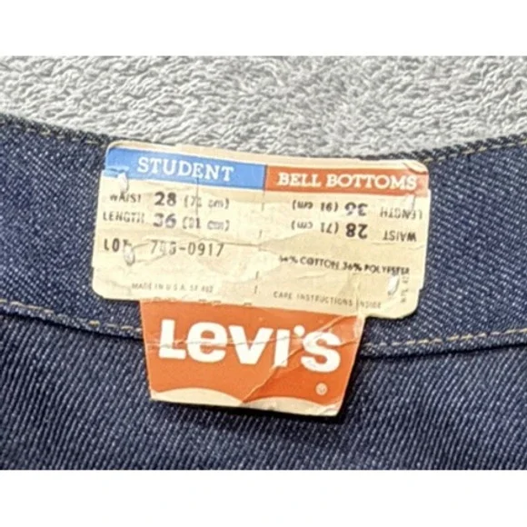 Vintage Levis 746 Student Bell Bottom Jeans Mens 28x36 Blue Dura Plus 70s